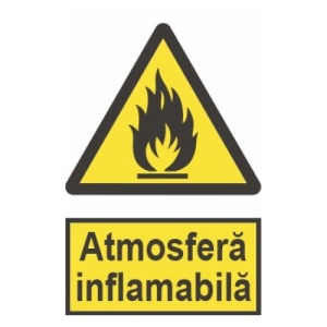 Indicator protectia muncii atmosfera inflamabila, Sticker autocolant