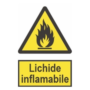 Indicator protectia muncii lichide inflamabile, Sticker autocolant