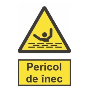 Indicator protectia muncii pericol de inec, Sticker autocolant