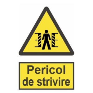 Indicator protectia muncii pericol de strivire 1, Sticker autocolant