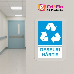 Indicator protectia muncii reciclare deseuri hartie, Sticker autocolant - Img 5