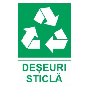 Indicator protectia muncii reciclare deseuri sticla, Sticker autocolant