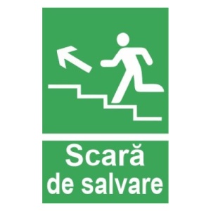 Indicator protectia muncii scara de salvare evacuare sus, Sticker autocolant