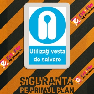 Indicator protectia muncii utilizarea vestei de salvare obligatorie, Sticker autocolant - Img 3