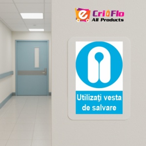 Indicator protectia muncii utilizarea vestei de salvare obligatorie, Sticker autocolant - Img 5