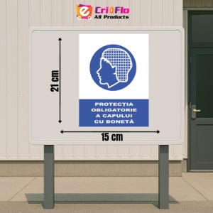 Indicator Protectia obligatorie a capului cu boneta, Sticker autocolant - Img 2