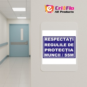 Indicator Respectati regulile de protectia muncii ssm, Sticker autocolant - Img 4