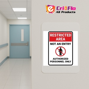 Indicator Restricted area not an entry authorized personnel only, Sticker autocolant - Img 3