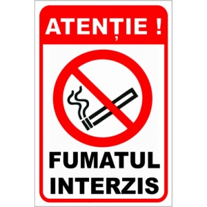 Indicator Semn atentie fumatul interzis, Sticker autocolant