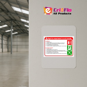 Indicator Semn cu reguli de comportare in caz de incendiu, Sticker autocolant - Img 4