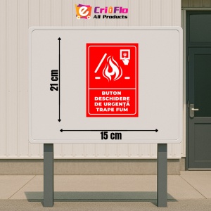 Indicator Semn de buton deschidere de urgenta trapa pentru fum, Sticker autocolant - Img 2