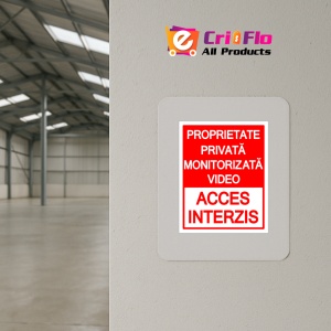 Indicator Semn de proprietate privata monitorizata video acces interzis, Sticker autocolant - Img 4