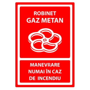 Indicator Semn de robinet cu gaz metan, Sticker autocolant