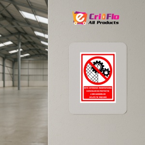 Indicator Semn este interzisa indepartarea capacelor de protectie a mecanismelor aflate in miscare, Sticker autocolant - Img 4