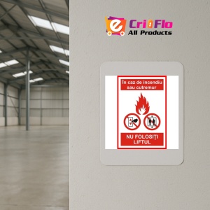 Indicator Semn in caz de incendiu sau cutremur nu folositi liftul, Sticker autocolant - Img 4