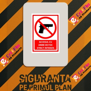 Indicator Semn pentru accesul cu arme de foc strict interzis, Sticker autocolant - Img 3
