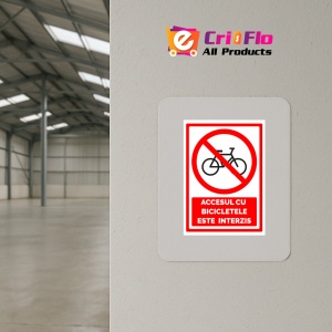 Indicator Semn pentru accesul cu bicicletele este interzis, Sticker autocolant - Img 4