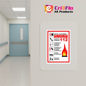 Indicator Semn pentru alarma in caz de incendiu, Sticker autocolant - Img 5