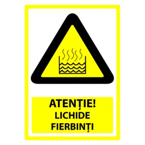 Indicator Semn pentru atentie lichide fierbinti, Sticker autocolant