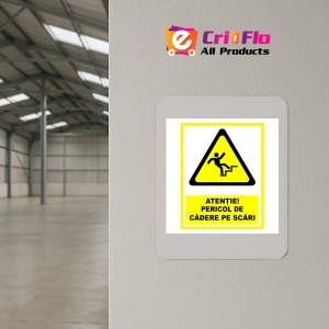 Indicator Semn pentru atentie pericol de cadere pe scari, Sticker autocolant - Img 4