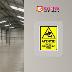 Indicator Semn pentru avertizare obiectiv supravegheat video, Sticker autocolant - Img 4