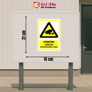 Indicator Semn pentru avertizare zona supravegheata video, Sticker autocolant - Img 2