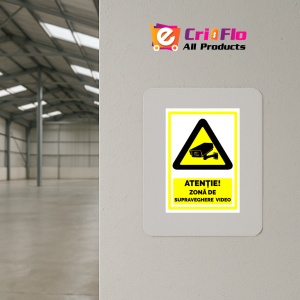 Indicator Semn pentru avertizare zona supravegheata video, Sticker autocolant - Img 4