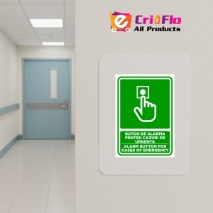 Indicator Semn pentru buton de alarma pentru cazuri de urgenta, Sticker autocolant - Img 5