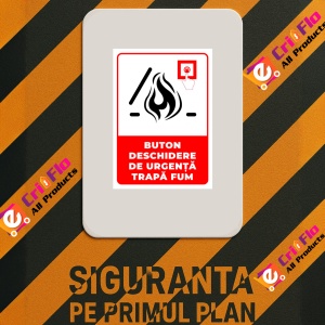 Indicator Semn pentru buton deschidere de urgenta trapa pentru fum, Sticker autocolant - Img 3