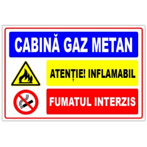 Indicator Semn pentru cabina cu gaz metan, Sticker autocolant