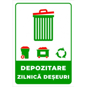 Indicator Semn pentru depozitare zilnica deseuri, Sticker autocolant