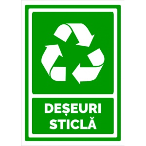 Indicator Semn pentru deseuri sticla, Sticker autocolant