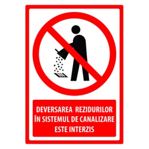 Indicator Semn pentru deversarea reziduurilor in sistemul de canalizare este interzis, Sticker autocolant