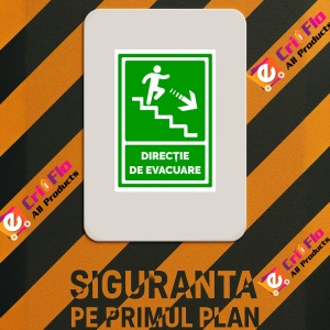 Indicator Semn pentru directie de evacuare spre scari in dreapta jos, Sticker autocolant - Img 3
