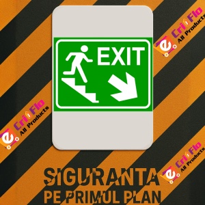 Indicator Semn pentru exit pentru scari spre dreapta jos, Sticker autocolant - Img 3