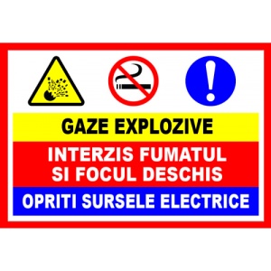 Indicator Semn pentru gaze explozive, Sticker autocolant