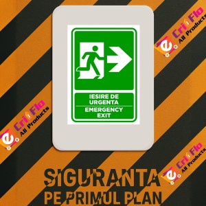 Indicator Semn pentru iesire cu directie in dreapta emergency exit, Sticker autocolant - Img 3