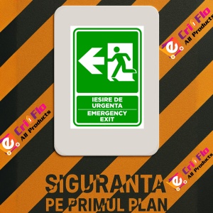 Indicator Semn pentru iesire cu directie in stanga emergency exit, Sticker autocolant - Img 3
