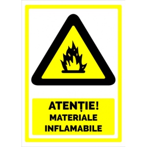 Indicator Semn pentru material inflamabil, Sticker autocolant