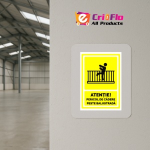 Indicator Semn pentru pericol de cadere peste balustrada, Sticker autocolant - Img 4