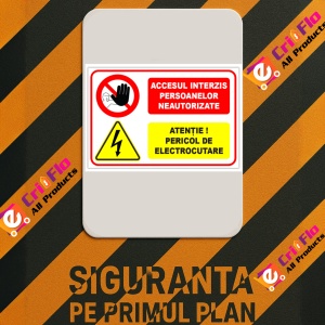 Indicator Semn pentru persoane neautorizate si pericole de electrocutare, Sticker autocolant - Img 3