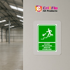 Indicator Semn pentru scara de salvare sprea stanga jos, Sticker autocolant - Img 4