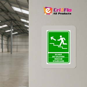 Indicator Semn pentru scara de salvare sprea stanga sus, Sticker autocolant - Img 4