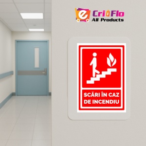 Indicator Semn pentru scari in caz de incendiu, Sticker autocolant - Img 5