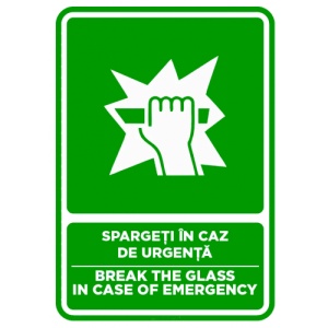 Indicator Semn pentru spargeti in caz de urgenta, Sticker autocolant - Img 1