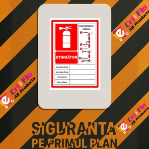 Indicator Semn pentru stingator cu instructiuni de utilizare, Sticker autocolant - Img 3