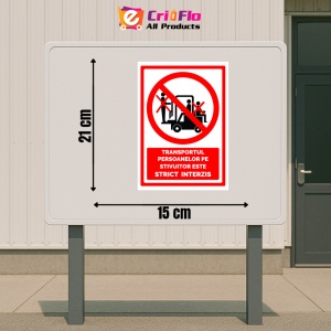 Indicator Semn pentru transportul persoanelor pe stivuitor este interzis, Sticker autocolant - Img 2