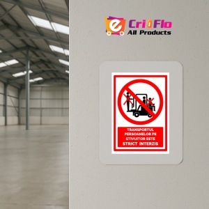 Indicator Semn pentru transportul persoanelor pe stivuitor este interzis, Sticker autocolant - Img 4