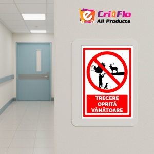 Indicator Semn pentru trecere oprita vanatoare, Sticker autocolant - Img 5