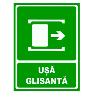 Indicator Semn pentru usa glisanta spre dreapta, Sticker autocolant